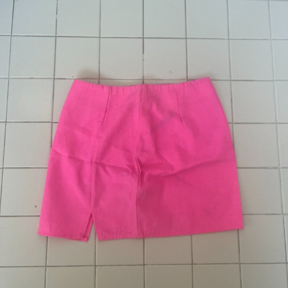 Hot Pink Mini Skirt with Slit
